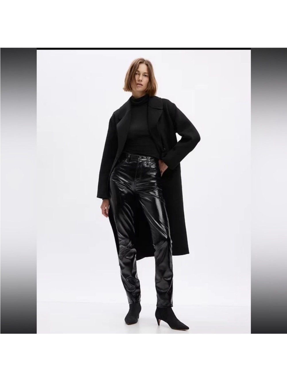 GAP Black High-Waisted Shine Faux Vegan Leather Pants Size 8